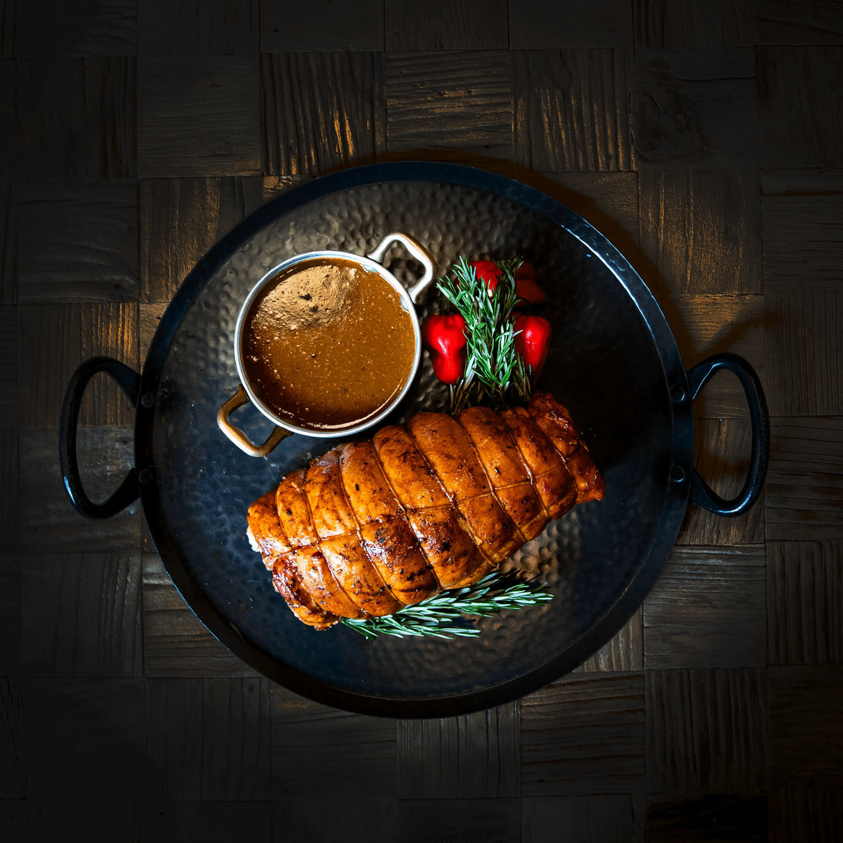 a pan filled with food on top of a stove