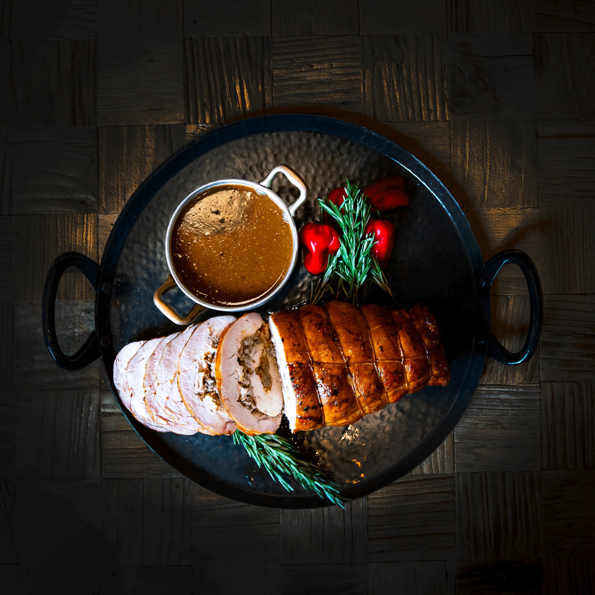 a plate of food that is on a table