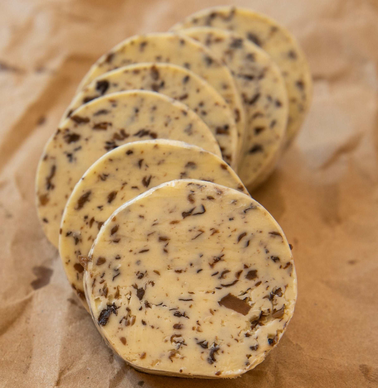 a close up of two muffins on a cloth