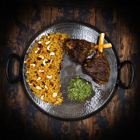 a close up of a plate of food on a table 