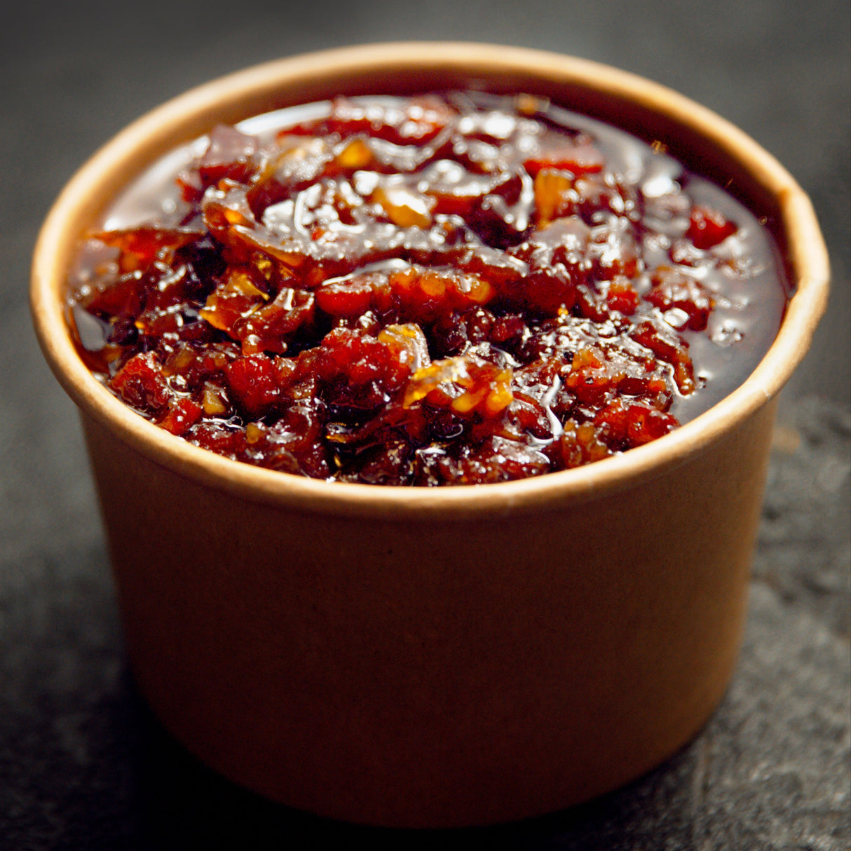 Side view image of bacon jam